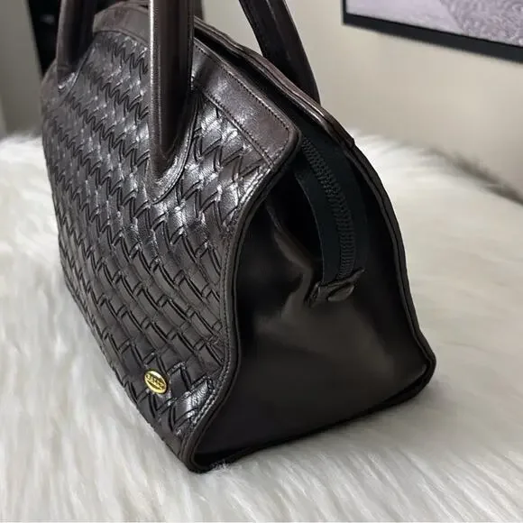 BALLY HandBag Leather Brown Gold Authentic - Picture 6 of 13